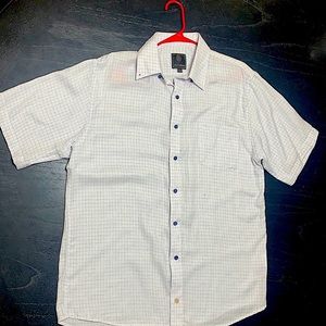 F/X Fusion Men’s L Cross Striped Short Sleeve Button Up